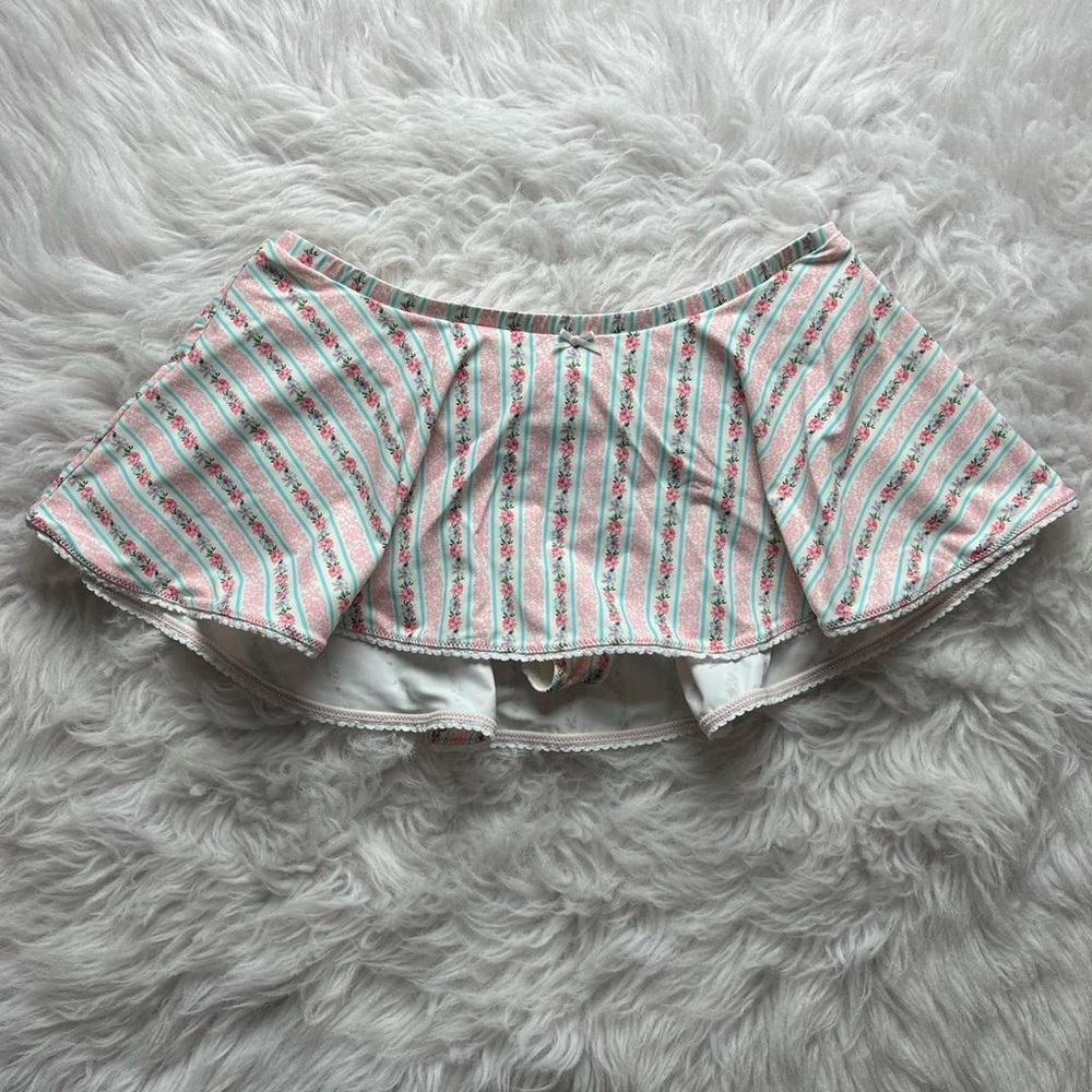 Floral Striped swim mini Skirt